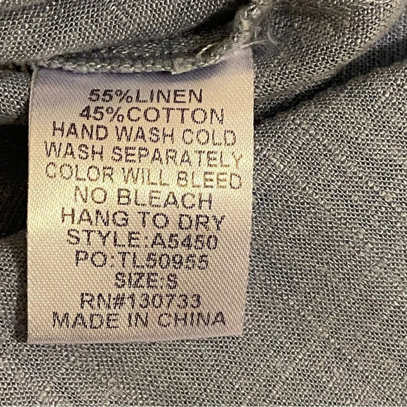 UMGEE DENIM Lightweight Wash Denim Shirt Cap Sleeves~Frayed Edges~Size S - Picture 9 of 11